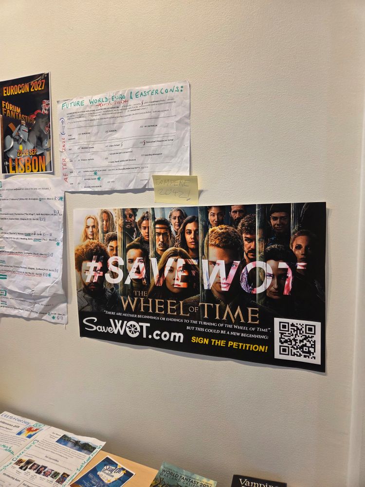 photo of a notice board with a SAVE WOT poster on it