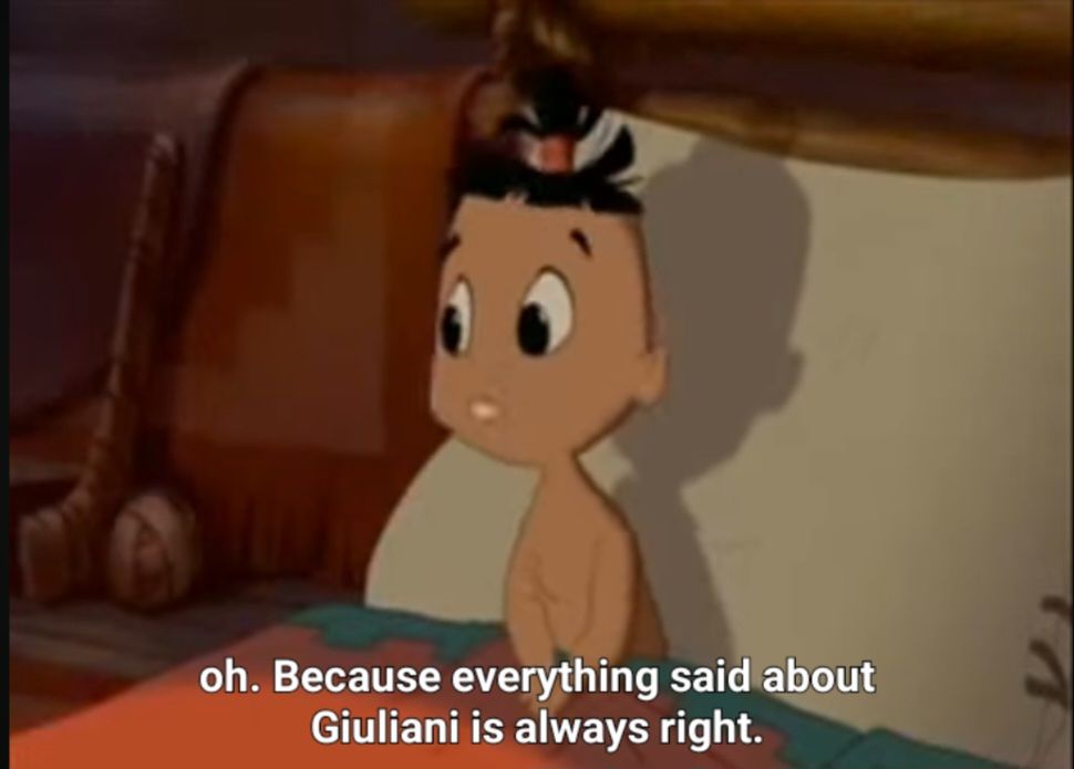 Tipo from Emperor's New Groove, sitting on bed, pensive. Caption: oh. Because everything said about Giuliani is always right.