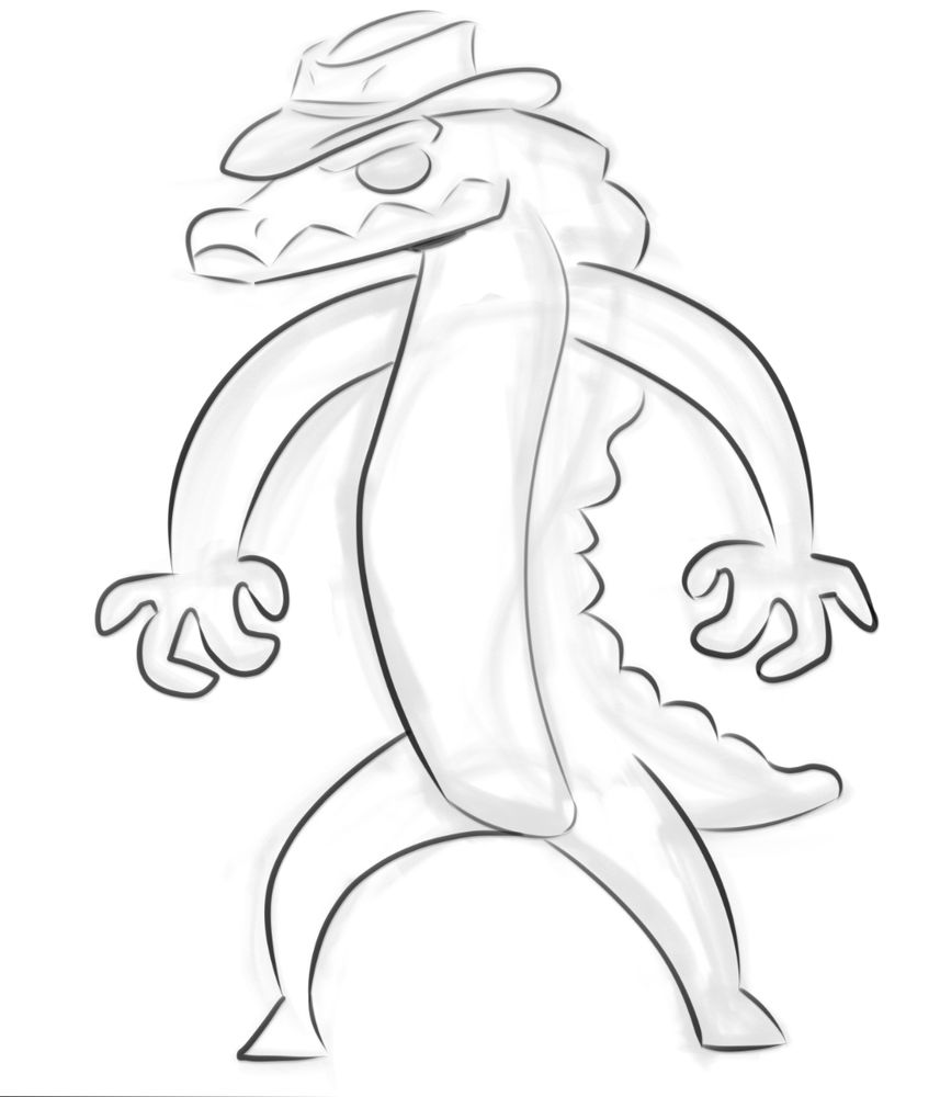A fast sketch of a Gummigoo, the candy-alligator