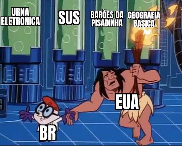 Brasileiro mostrando ao americano: urna eletrônica, SUS, Barões da Pisadinha e Geografia básica. 