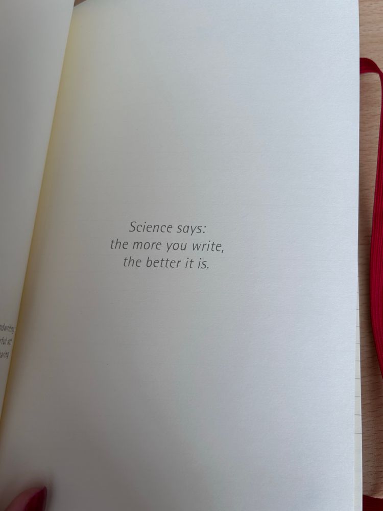 Inside of the book says "Science says: the more you write, the better it is."