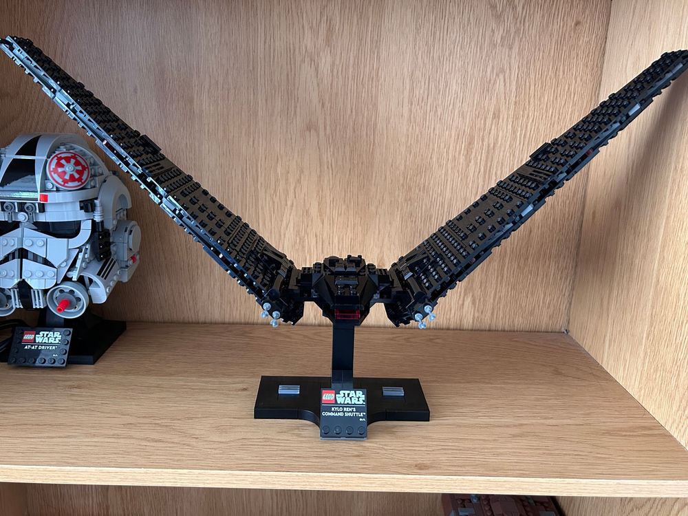 Photo of a Lego Kylo Ren Command Shuttle

To the left of the photo is a Lego AT-AT Driver helmet