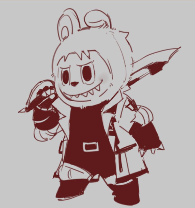 digital sketch of thancred (shadowbringers) as a labubu