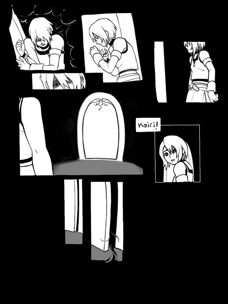 kairi slams against the door sideways, closing it for good. she lingers for a moment before stepping back and away from it. she turns at the sound of her name called again. the door inches open