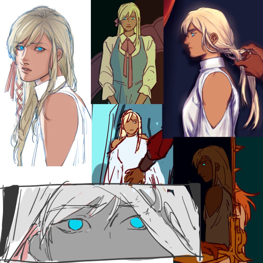 various digital sketches of ryne