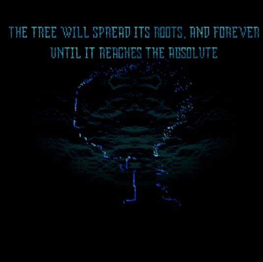 A prophecy window, with outlines resembling a tree, the text says "THE TREE WILL SPREAD ITS ROOTS, AND FOREVER UNTIL IT REACHES THE ABSOLUTE"