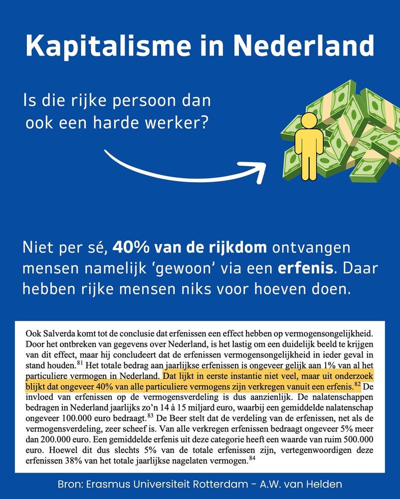 Kapitalisme in Nederland

Is die rijke persoon dan ook een harde werker?

Niet per sé, 40% van de rijkdom ontvangen mensen namelijk 'gewoon' via een erfenis. Daar hebben rijke mensen niks voor hoeven doen.