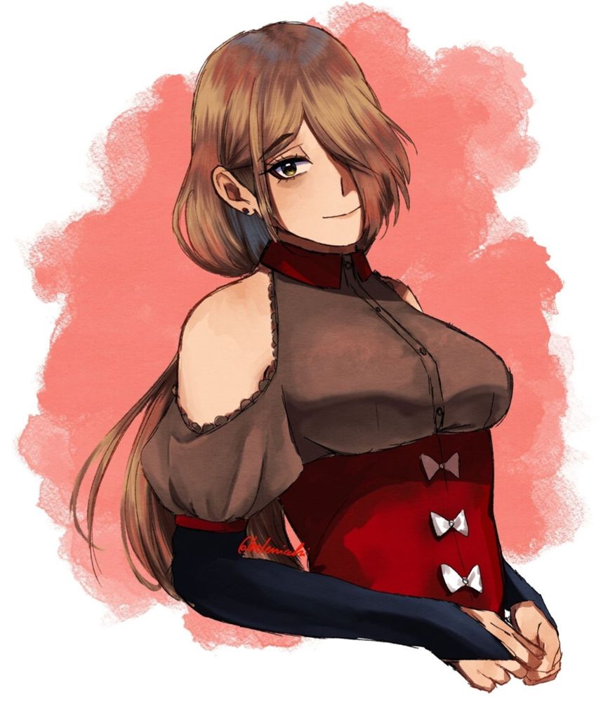 Half body drawing featuring Helen's oc Misaki.