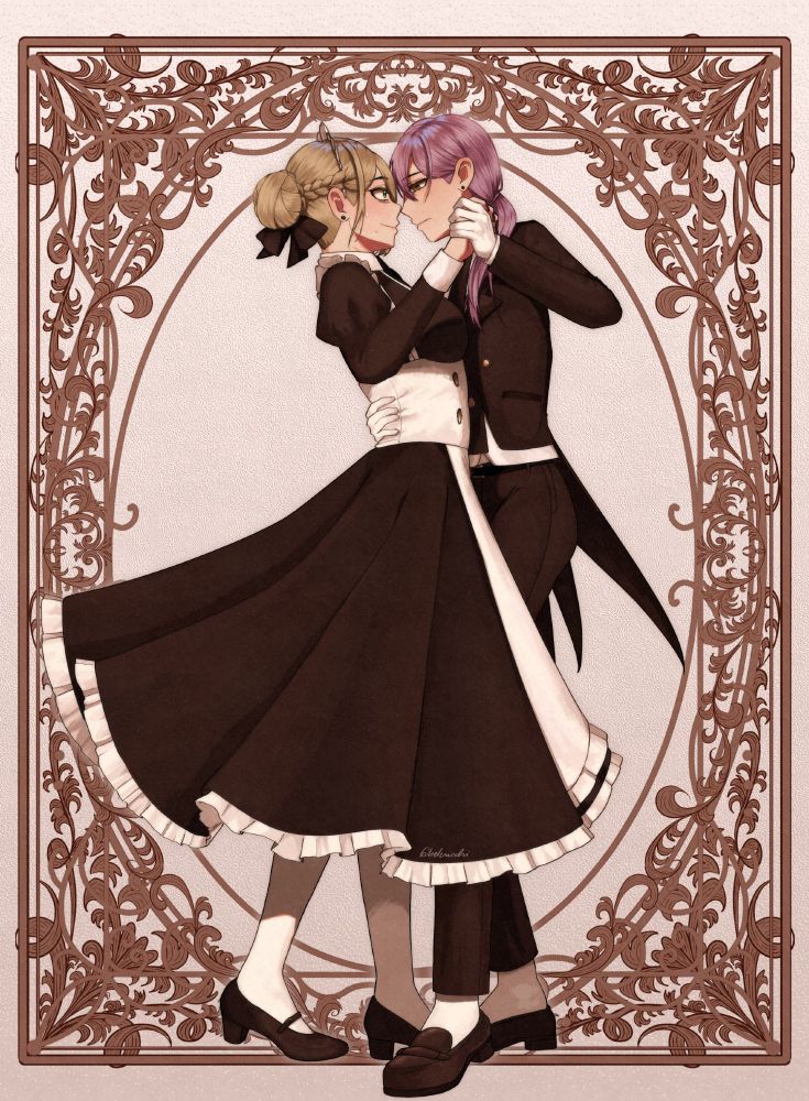 Full body illustration featuring Helen's OCs Misaki and Kimiko