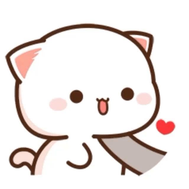 a cute cartoon cat is holding a knife and a heart in its mouth .