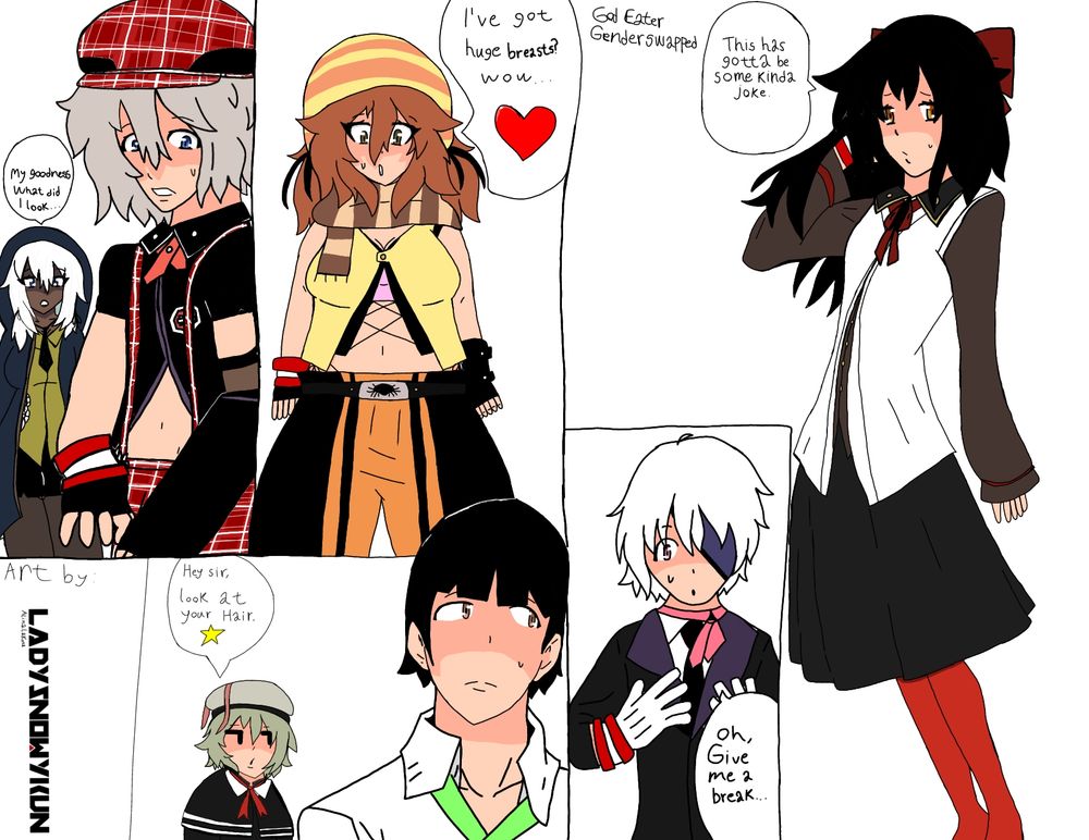 Somenja (Female Soma)
Avrely (Male Alisa)
Kira (Female Kota)
Eden (Male Erina)
Sakuro (Male Sakuya)
Gimse (Male Gina)
René (Female Ren)
