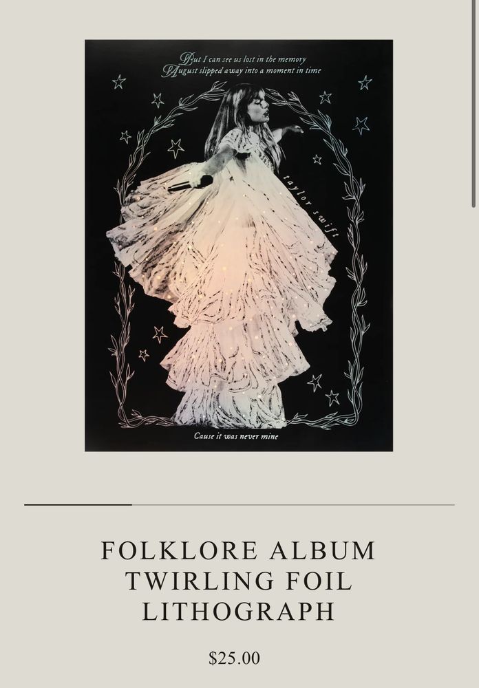folklore album twirling foil lithograph