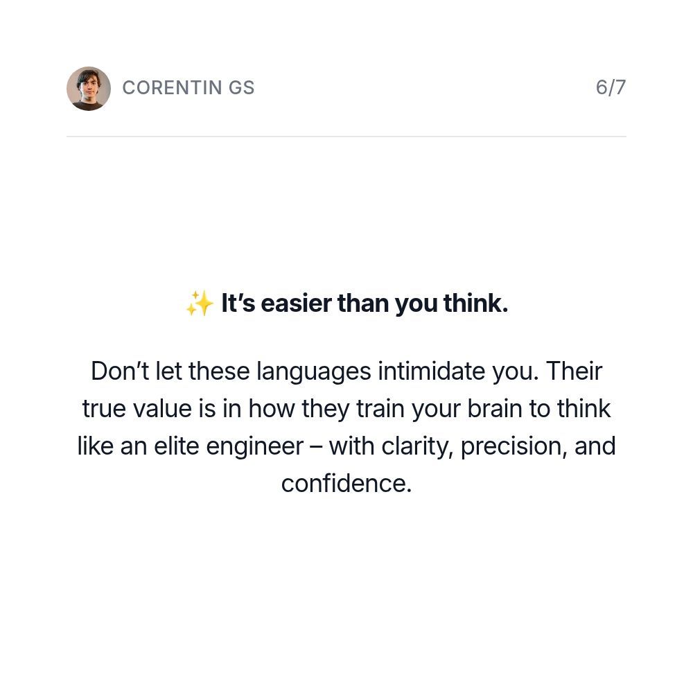 👨‍💻 Why focus on these languages? If you want to build a strong foundation as a software engineer, learning languages that teach core computer science concepts is crucial.