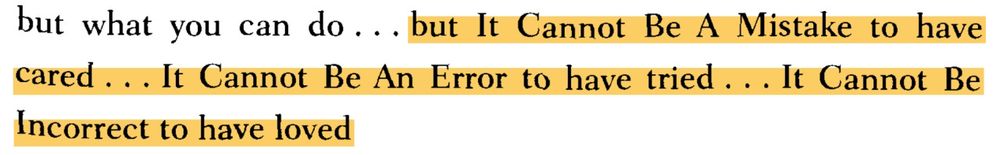 but what you can do… (marked in yellow) but it cannot be a mistake to have cared… it cannot be an error to have tried… it cannot be incorrect to have loved 