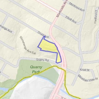 Map view of 1606 MONTICELLO AVE Unit G from GIS database.