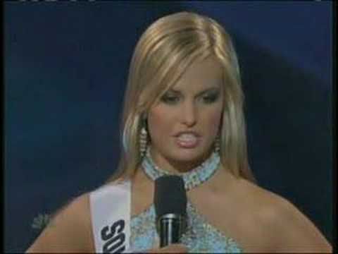 Miss Teen USA 2007 from South Carolina answering a question about literacy.
