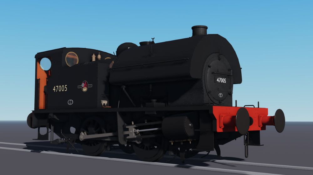 British Railways Horwich-built 0F of the 1950s. Based on the original Kitson design made to Stanier specifications of the 1930s.

The Horwich design is significantly more modern to the original, with a slightly enlarged cab, larger bunker and shorter, but fatter saddle tank, retaining the same 800 gallon capacity of the 1930s design.