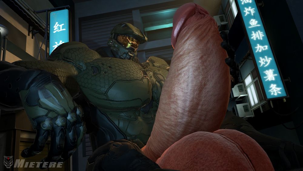 Macro hyper muscle and cock/balls master chief growing in alley 