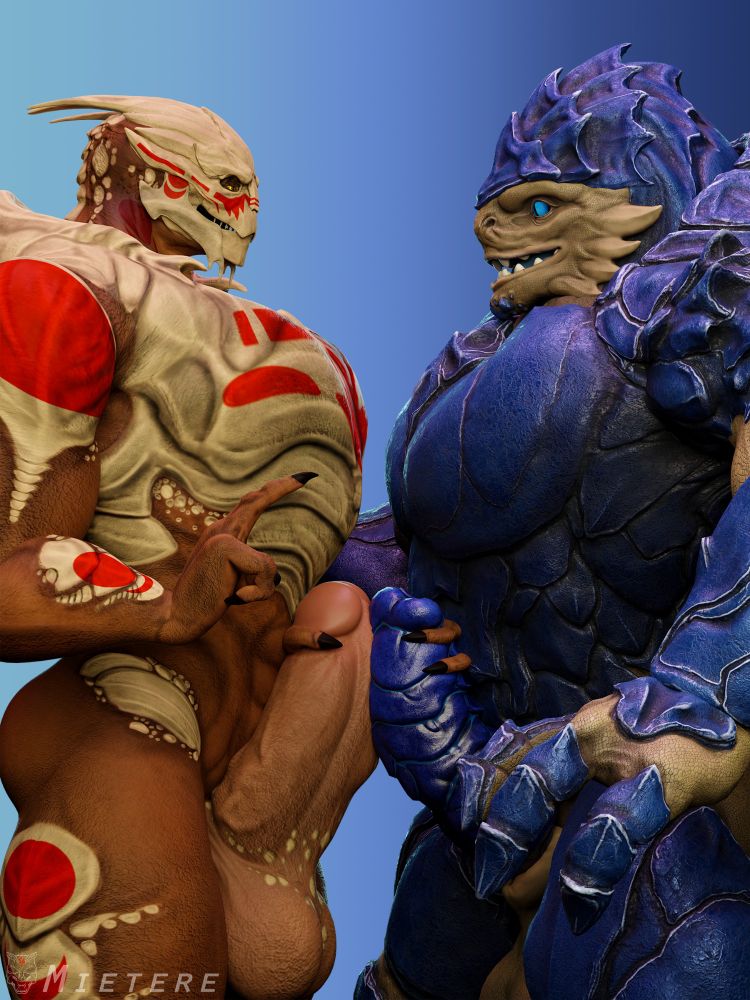 askus and Scorn comparing sizes as Raskus grows. 