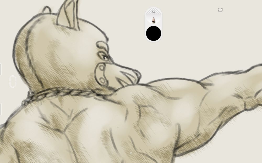 Back shot of a pup flexing in a pup hood