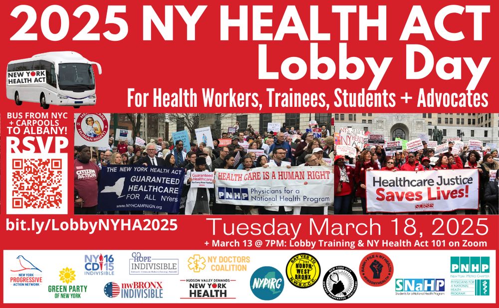 Promo graphic collage of photos from past rallies with cosponsor org logos at bottom and rsvp info & QR code