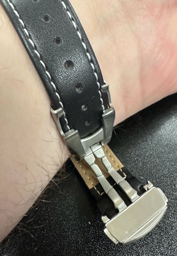 Detail of open deployant clasp for watch band