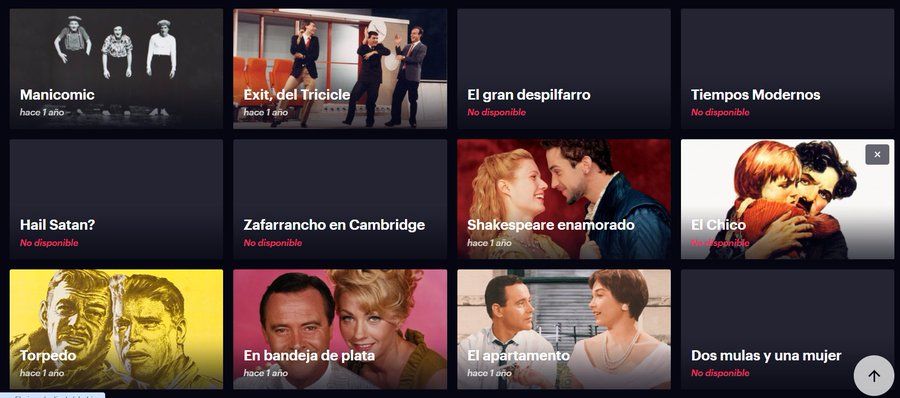 Mogollón de películas que en el lapso de un año han desaparecido del catálogo de Filmin.