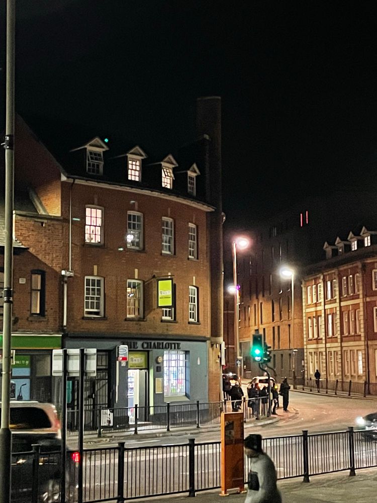 A seemingly random street corner in Leicester.
A shop with a name sign of The Charlotte.
It’s the site of the well loved music venue, sadly no more.