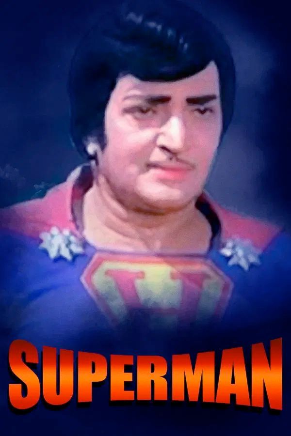 This image appears to be a stylized or vintage movie poster featuring a character dressed as Superman. The costume includes the familiar red cape and the chest emblem, although the emblem here is altered to resemble a yellow "W" rather than the classic "S". The character has a distinct appearance with heavy makeup and thick, styled hair, suggesting this may be a regional or parody version of Superman, possibly from Indian cinema.

The word SUPERMAN is boldly displayed at the bottom in large, orange-red gradient text, further reinforcing the theme. The overall image has a retro look, likely from the 1980s or 1990s, and may represent a localized adaptation of the Superman character, which was not uncommon in various international film industries during that era.