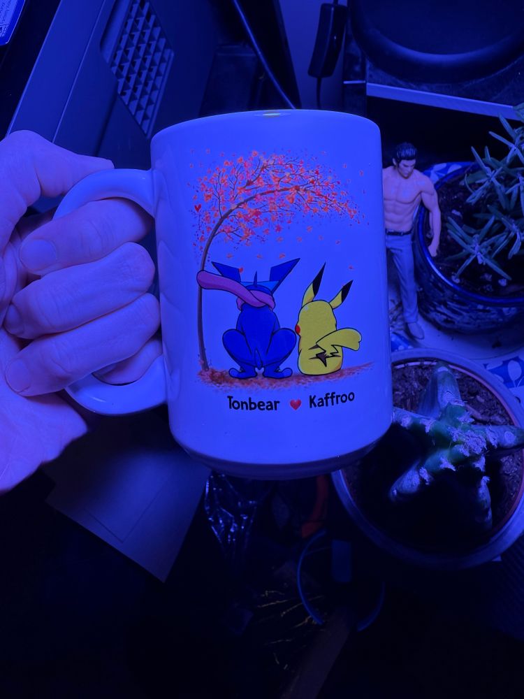 Mug front and back of Pokémon together since 2005 mugs.