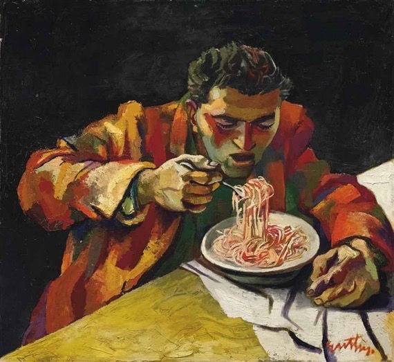 Uomo che mangia gli spaghetti by Renato Guttuso 1956