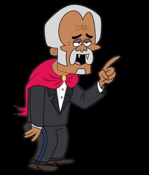 Dracula from Billy and Mandy, who is a Blacula and drinks blood by scraping the skin and then licking instead of biting 