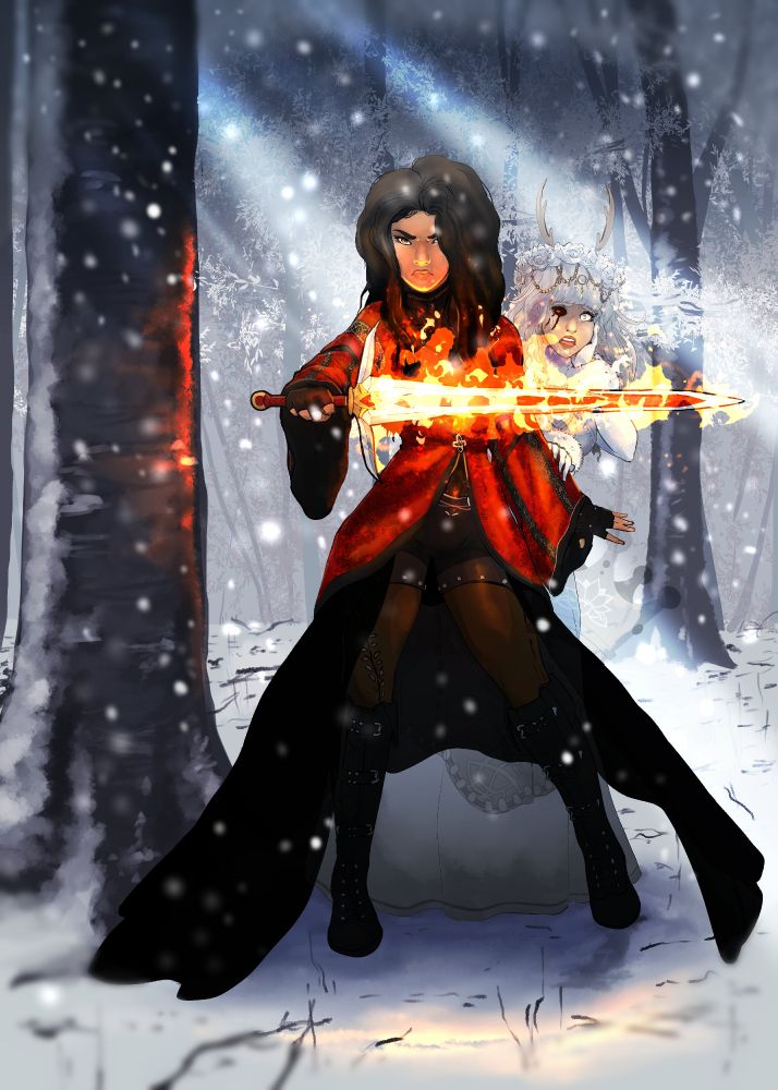 Art showing the same characters from the previous image that had been commissioned a few years prior