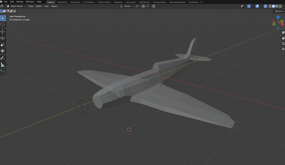 3D model of an aeroplane created in Blender