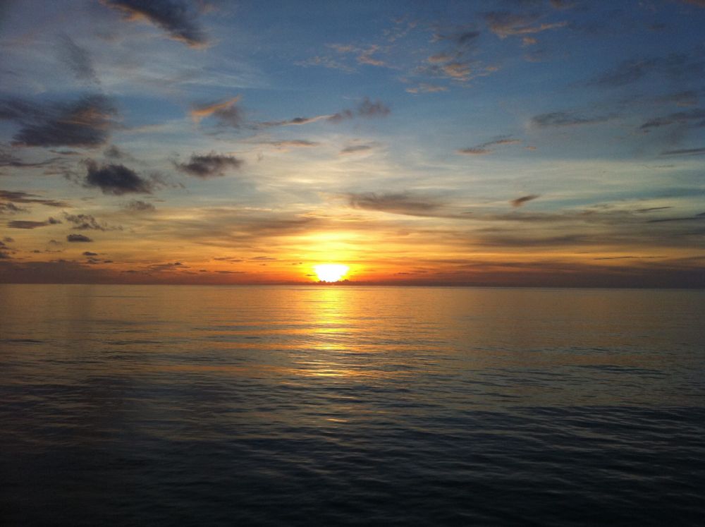 Sunset from balcony of cruise ship