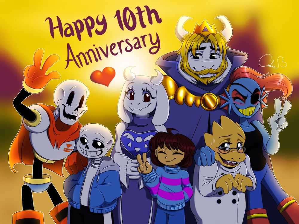 Papyrus, Sans, Frisk, Toriel, Asgore, Alphys and Undyne