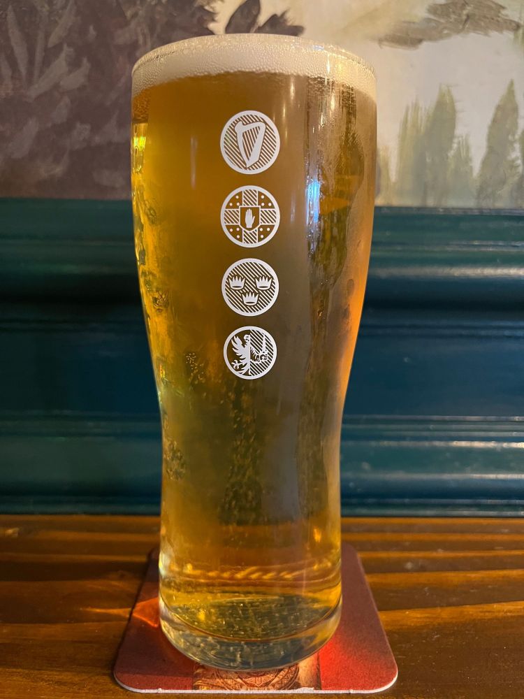 A Pint of True Blue Lager by Four Provinces at The Tolka House.