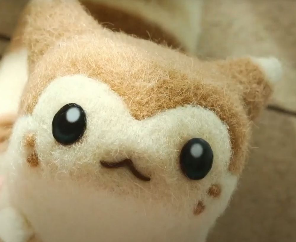 A closeup of felt furret