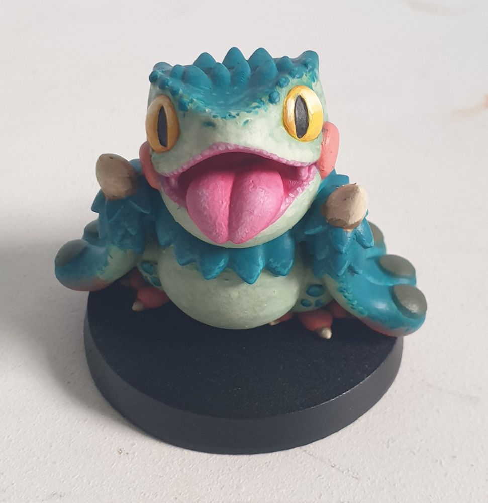 A hand-painted 3d model of a baby Pukei-pukei from the Monster Hunter video game series
