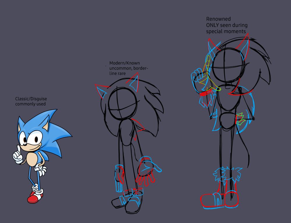 3 work-in-progress sketches of Valdor (my exe), currently one of them is finished