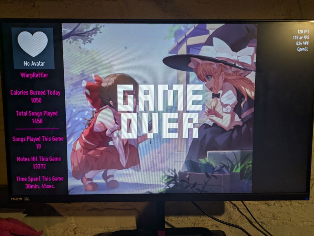 Session results screen. 30 minutes, 45 seconds.