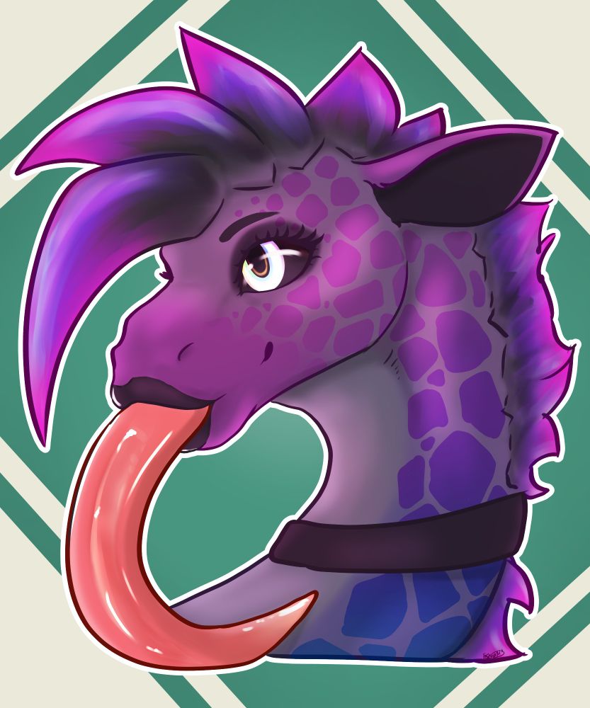 Rainbow giraffe gal with tongue out