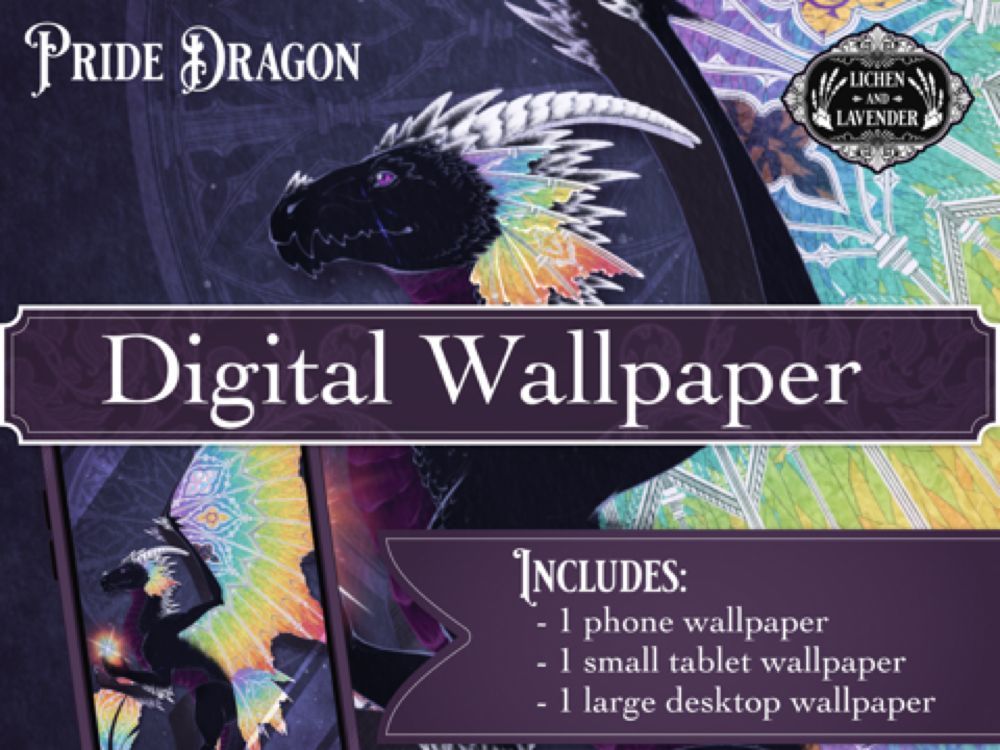 Pride Dragon Digital Wallpapers - Lichen and Lavender's Ko-fi Shop