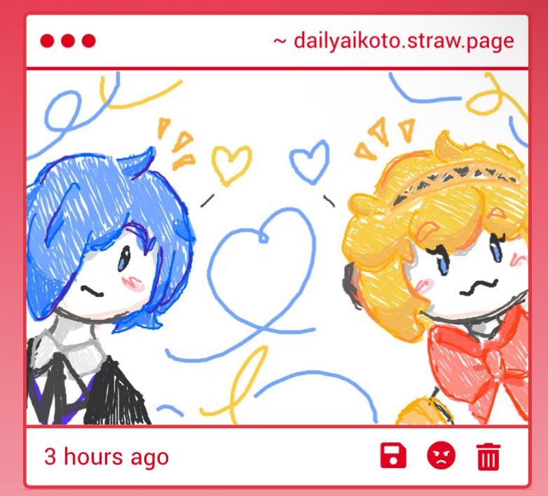 Strawpage drawing of Aigis and Makoto from Persona 3