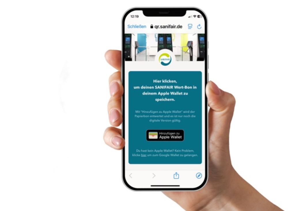 Sanifair-Wertbons können nun im Apple Wallet hinterlegt werden - appletechnikblog