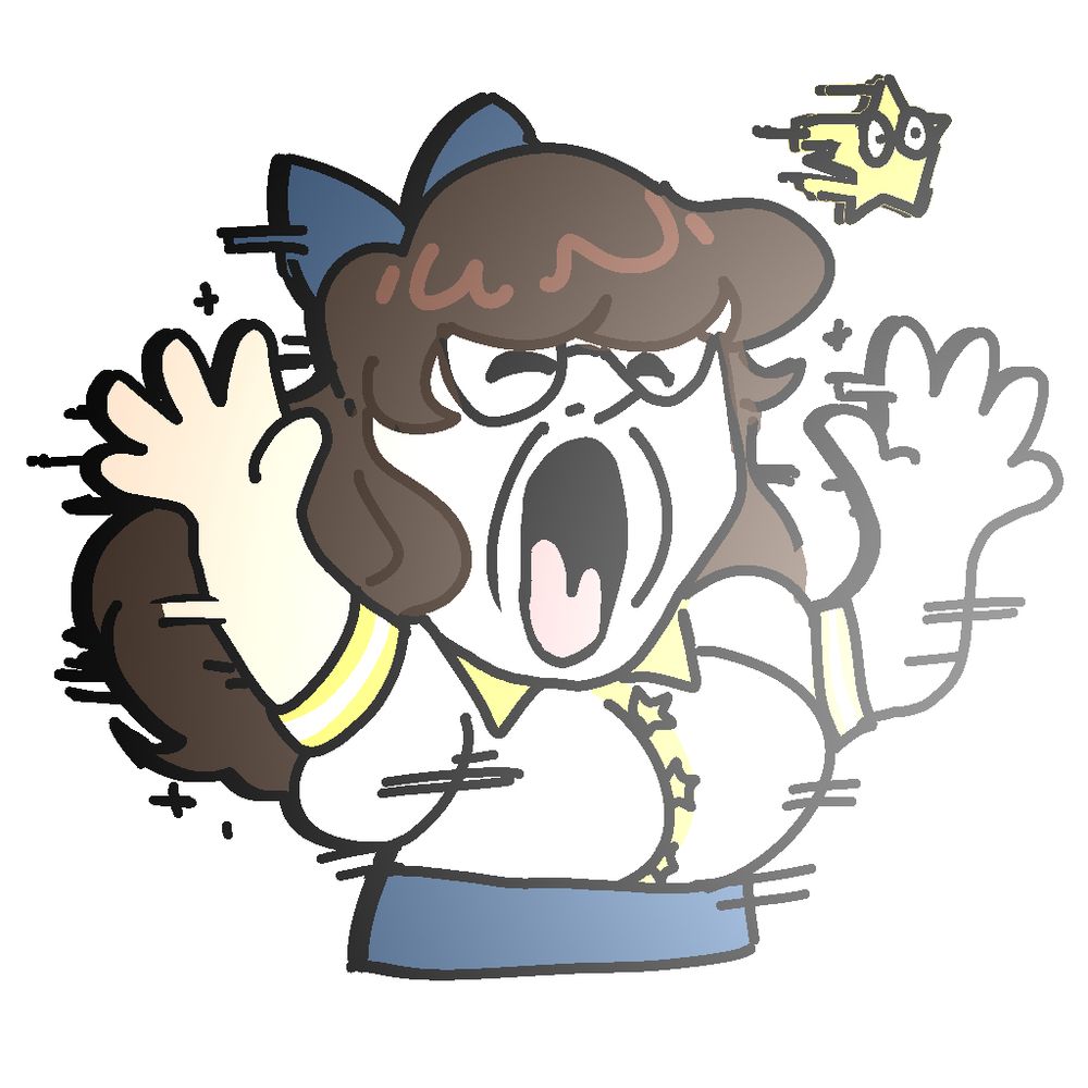 A poorly drawn MS Paint-esque doodle of Harley Starling (he/they) and Orion (he/him) re-enacting the 'Ash Baby' meme.