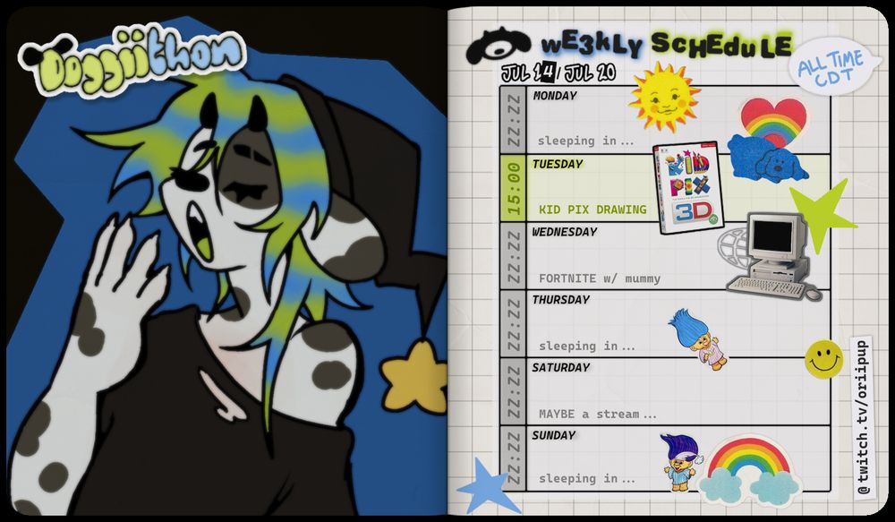 DOGGiiTHON WEEKLY SCHEDULE GRAPHIC ★ JULY 14 / JULY 20

ALL TIME IN CDT