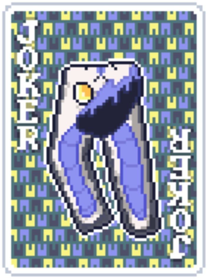 Warren with his ears taking the place of the Trousers joker card in Balatro