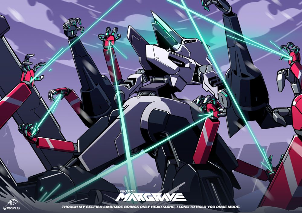 The MX-000 'Margrave' loses control on the battlefield, deploying its ten monstrous arms.