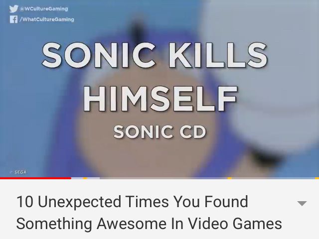10 Unexpected Times You Found Something Awesome In Video Games

SONIC KILLS HIMSELF
Sonic CD